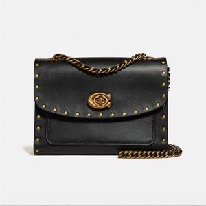 Coach Parker 18 bag leather with rivets Black.